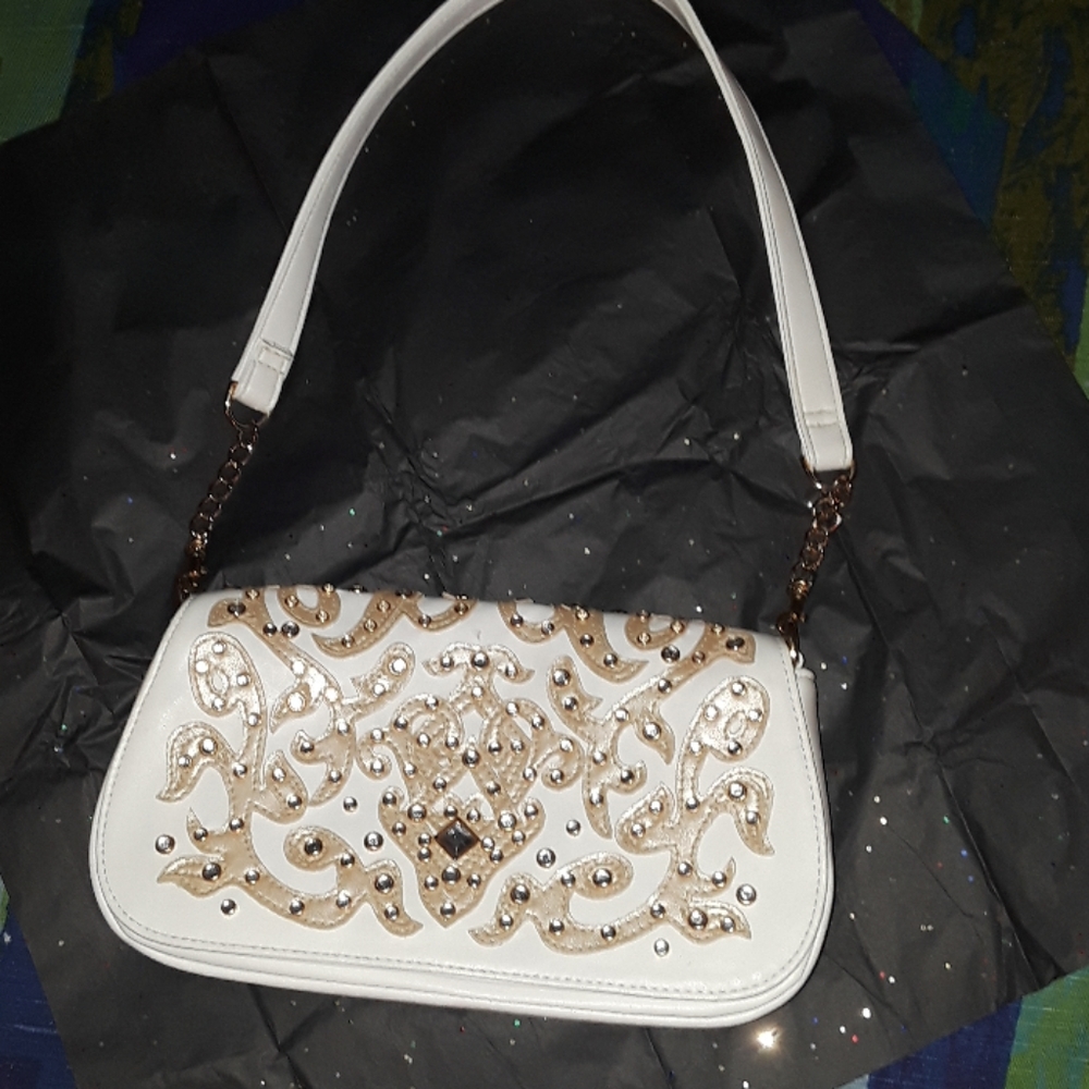Off White and Gold Bueno Purse Handbag